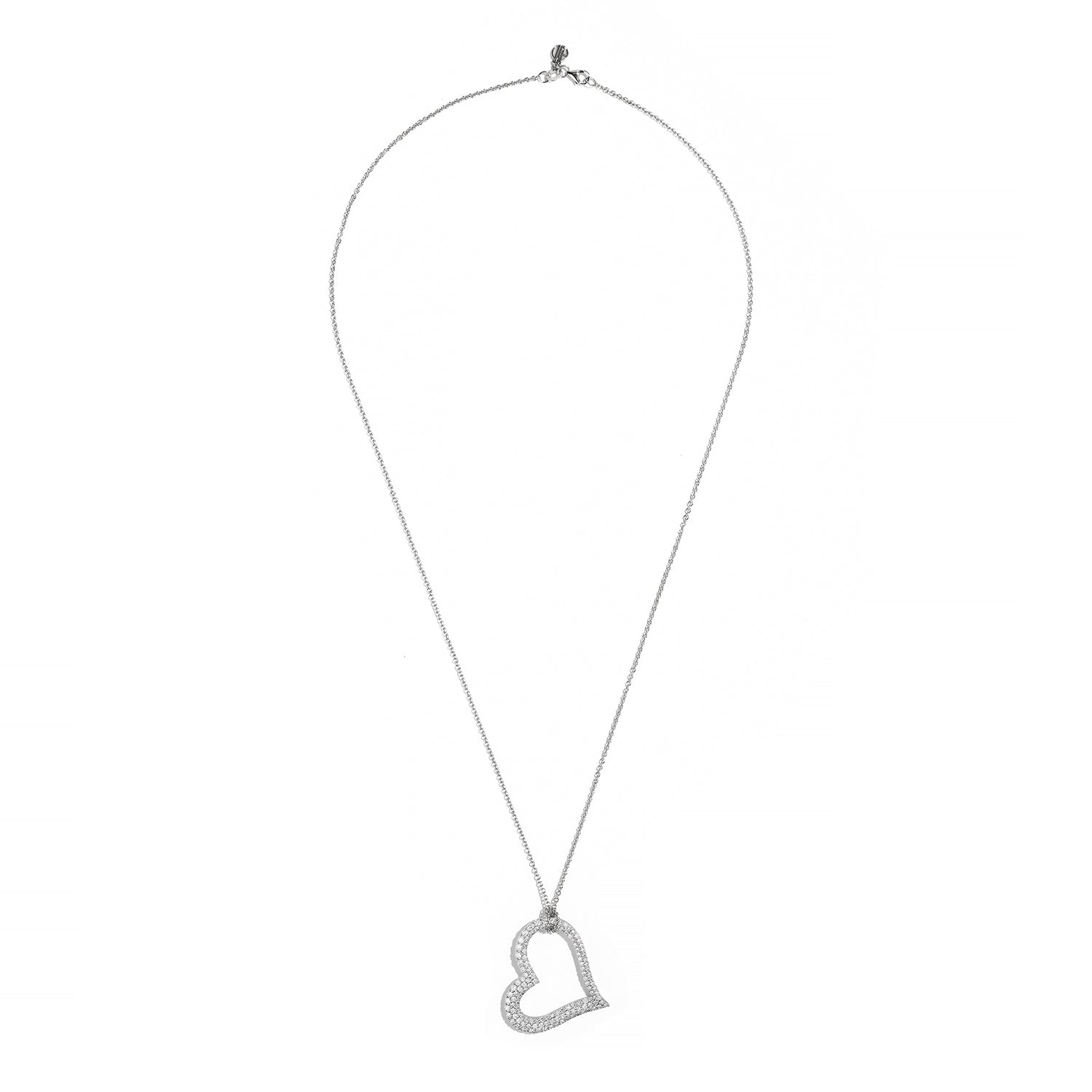 Sabel Collection 18K White Gold and Diamond Open Heart Pendant